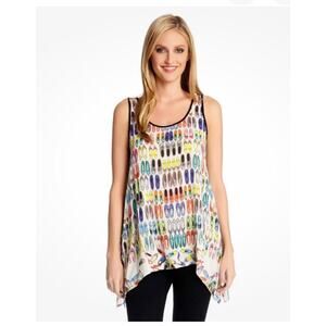 Karen Kane 1L65525 Handkerchief Hem Tank Top w/Shoe Theme - MSRP $79